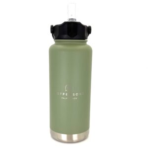 Pargo 950mL Insulated Bottle w/ Straw Lid - Eucalypt Green